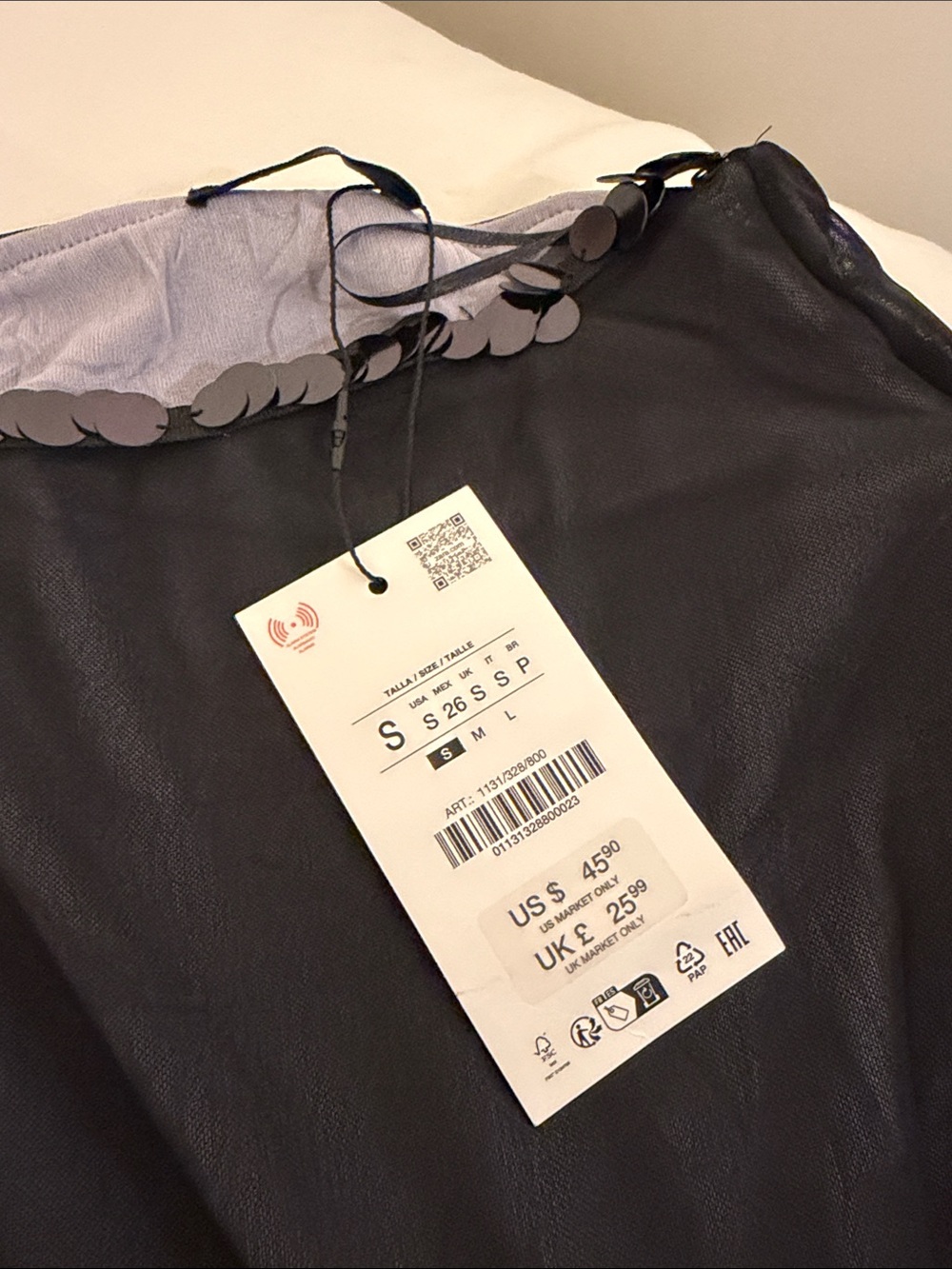 Zara Black Sheer Midi Skirt with Sequin Trim - Picture 4 of 4